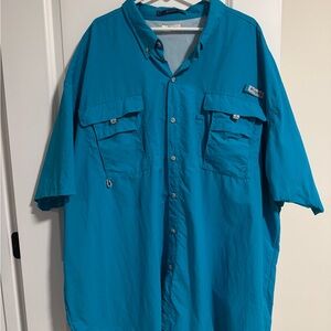 Columbia Men's PFG fishing shirt - Aqua blue